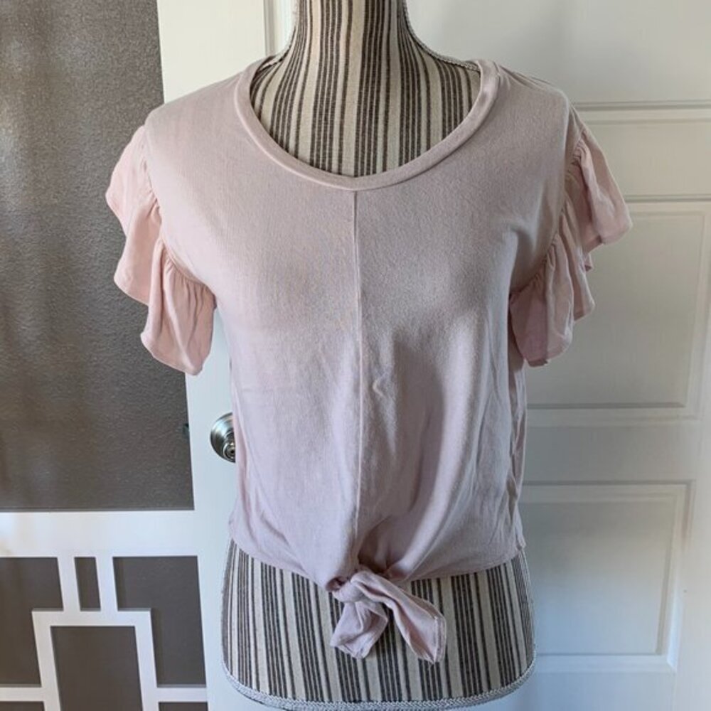 Mossimo Tie Front Ruffle Sleeve Top